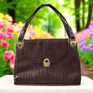 Vintage Chic de Paris Faux Croc Handbag – Classic 90s Elegance